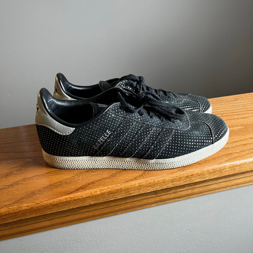 Adidas Originals Gazelle‎ Suede Polka Dots Black Silver Size 8